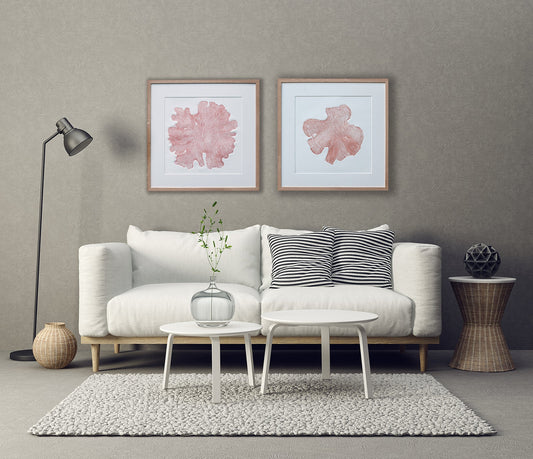 Yew tree round relief print art in living room