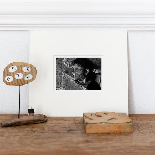 wood engraving art print portrait