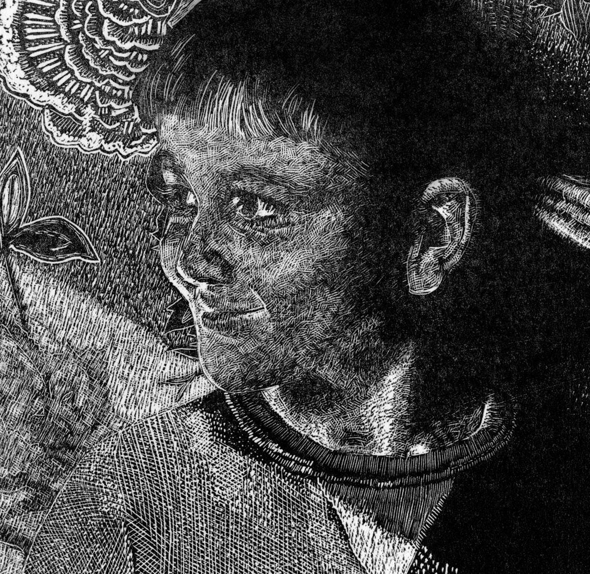 wood engraving art print portrait