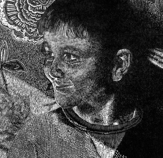 wood engraving art print portrait