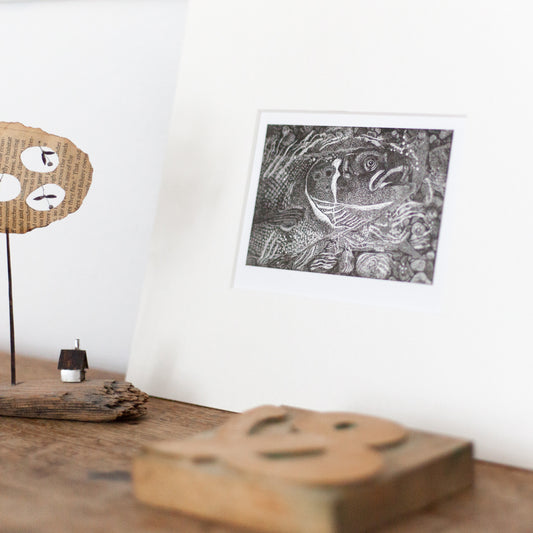 mounted original wood engraving art prints of River Tyne Salmon