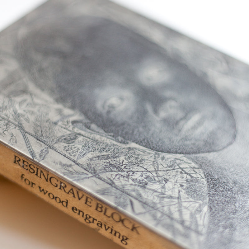 wood engraving art print portrait on Resingrave block